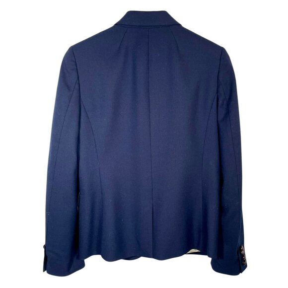 J.Crew Factory Wool-Blend Navy Blue Two-Button Blazer Size 6 Tailored Jacket - Picture 4 of 16